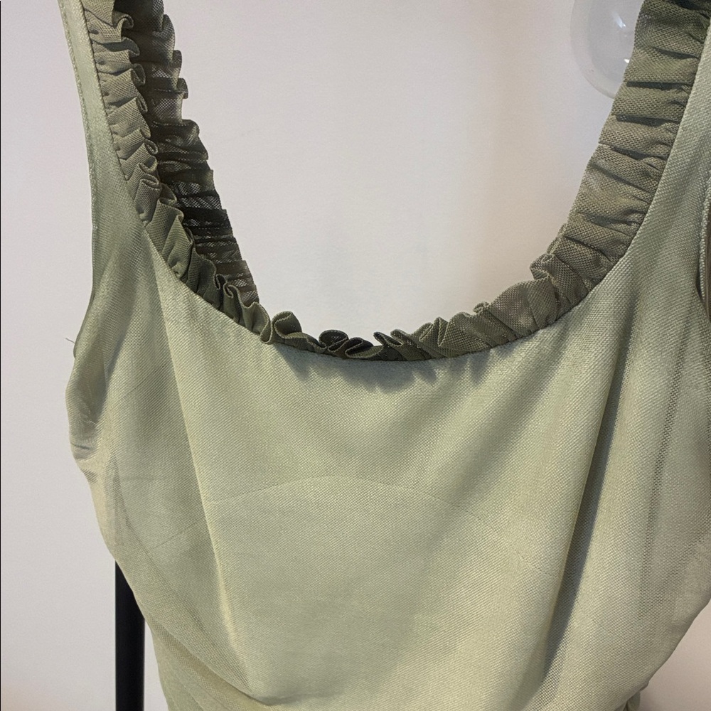 Green Ruched Mini Dress - Picture 4 of 5